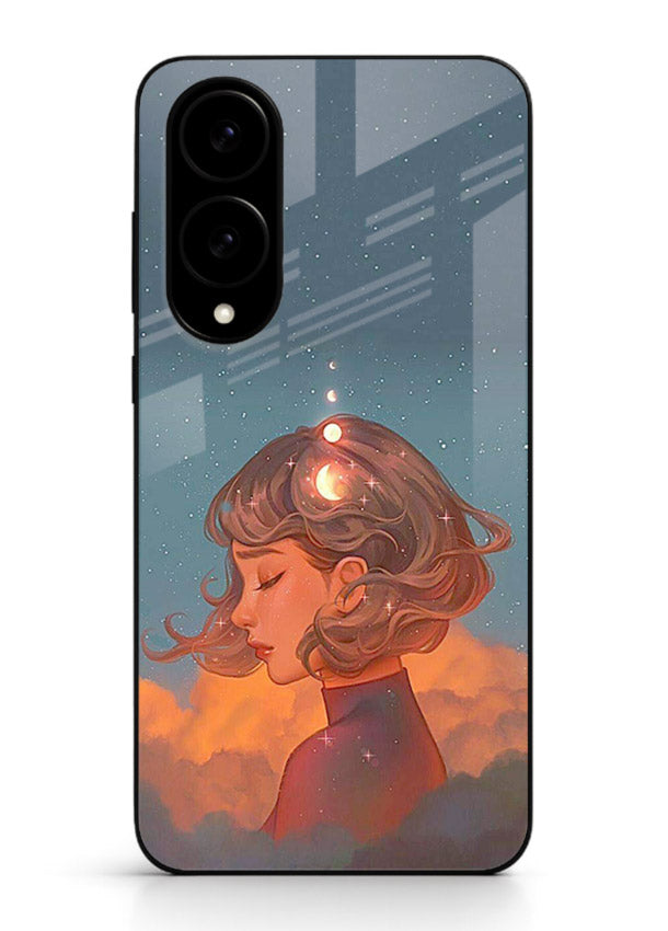 Cosmic Dream Girl dreamy cosmic artwork Samsung S25 Edge glass back cover