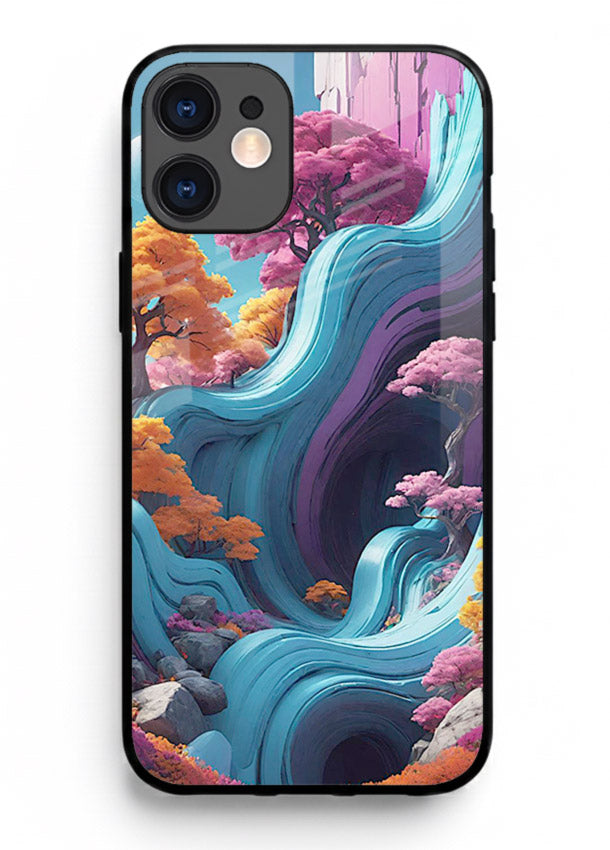 Cosmic Flow Hills surreal cosmic landscape artwork iphone 12 mini glass back cover