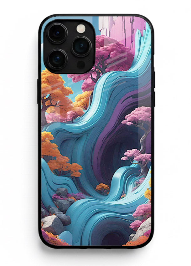 Cosmic Flow Hills surreal cosmic landscape artwork iphone 14 pro max glass back cover