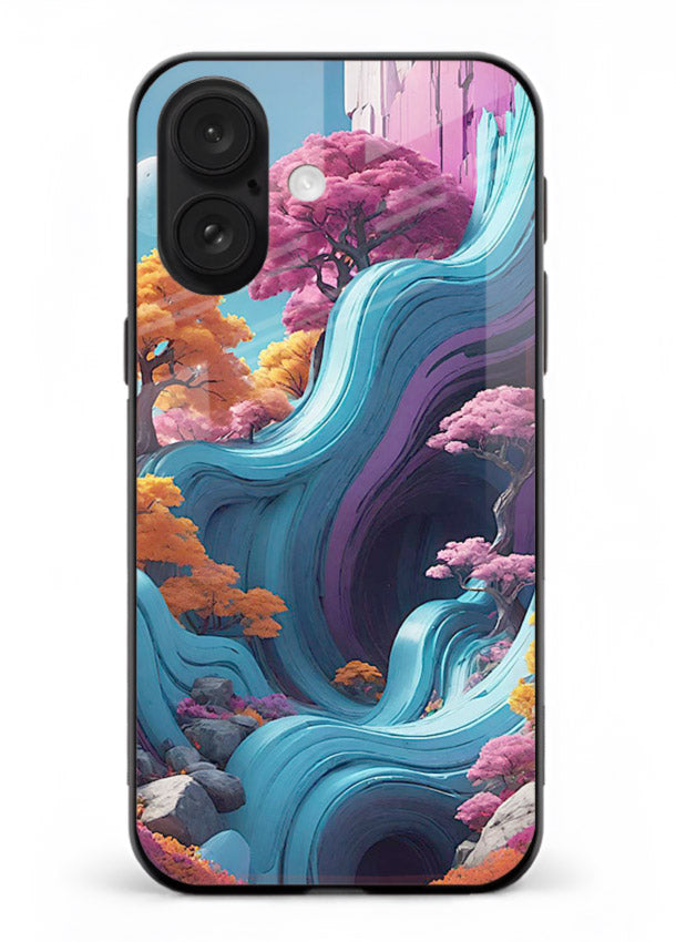 Cosmic Flow Hills surreal cosmic landscape artwork iphone 18 glass back cover