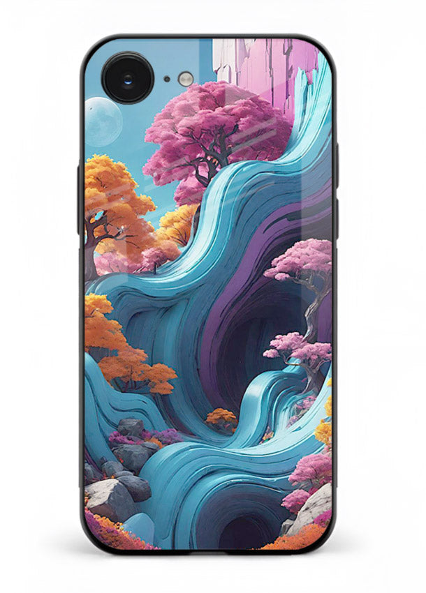 Cosmic Flow Hills surreal cosmic landscape artwork iphone 16e glass back cover
