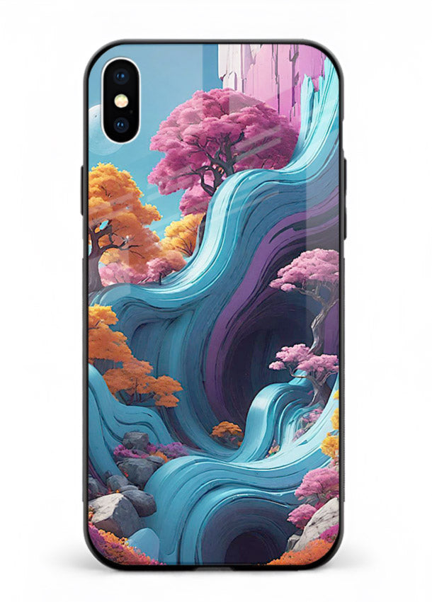Cosmic Flow Hills surreal cosmic landscape artwork iphone xs max glass back cover