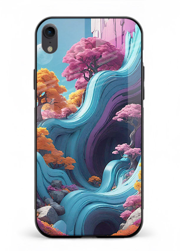 Cosmic Flow Hills surreal cosmic landscape artwork iphone xr glass back cover