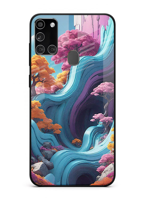 Cosmic Flow Hills surreal cosmic landscape artwork Samsung A21s glass back cover