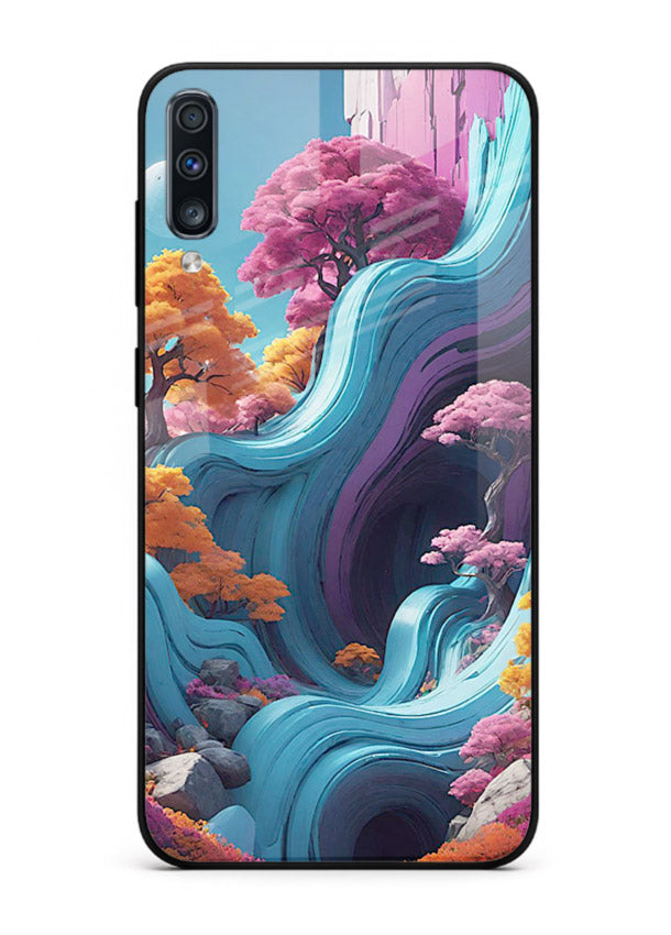 Cosmic Flow Hills surreal cosmic landscape artwork Samsung A70 glass back cover