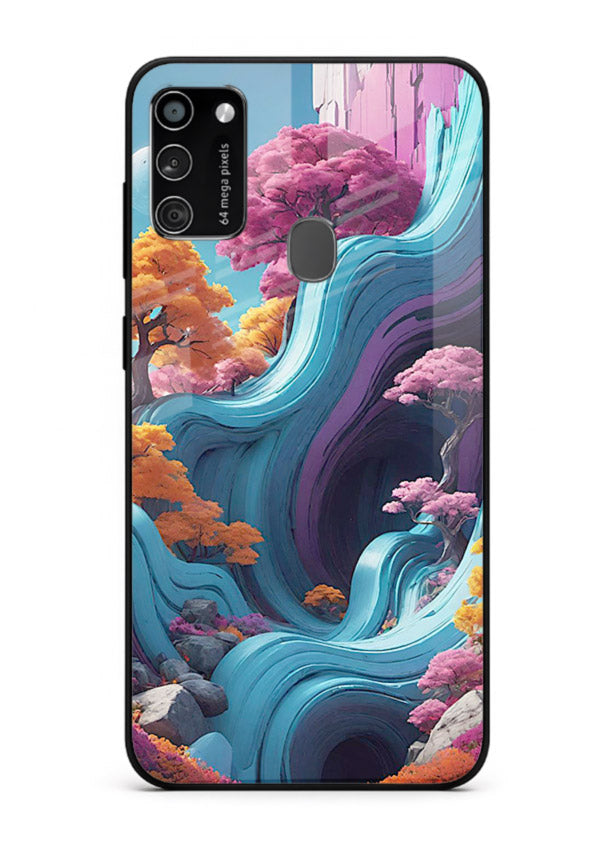 Cosmic Flow Hills surreal cosmic landscape artwork Samsung M21 glass back cover