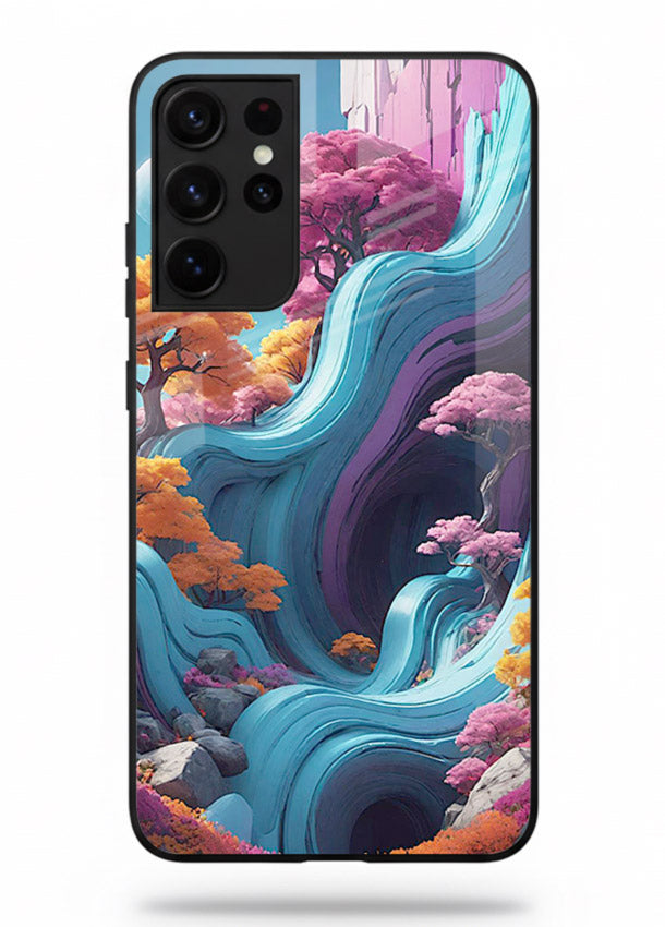 Cosmic Flow Hills surreal cosmic landscape artwork Samsung S21 Ultra glass back cover