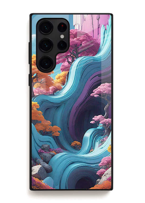 Cosmic Flow Hills surreal cosmic landscape artwork Samsung S24 Ultra glass back cover
