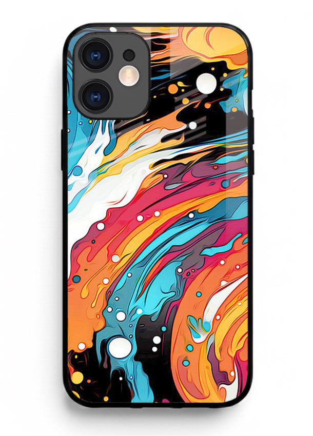 Cosmic Paint Splash vibrant abstract pattern iphone 11 glass back cover