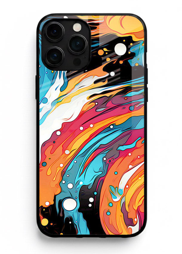 Cosmic Paint Splash vibrant abstract pattern iphone 16 pro max glass back cover