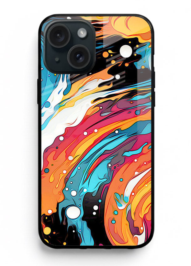 Cosmic Paint Splash vibrant abstract pattern iphone 13 glass back cover