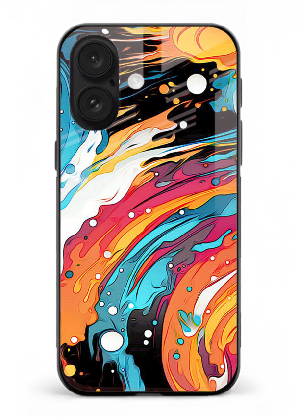 Cosmic Paint Splash vibrant abstract pattern iphone 17 glass back cover