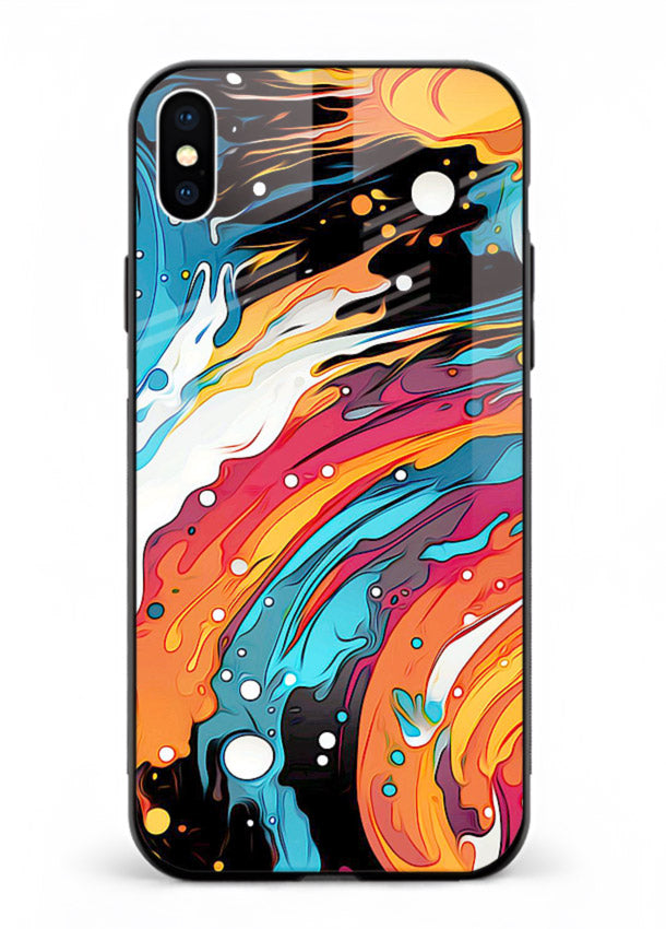 Cosmic Paint Splash vibrant abstract pattern iphone xs glass back cover