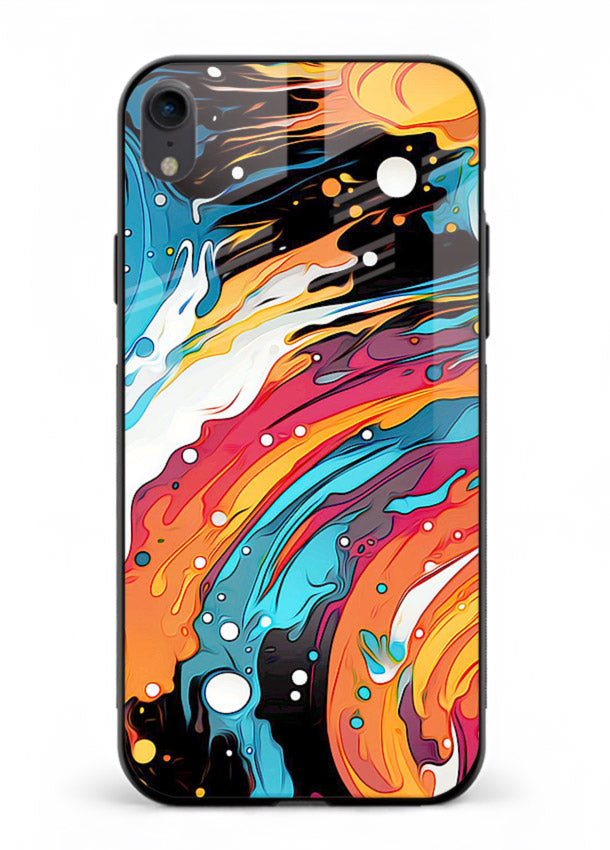 Cosmic Paint Splash vibrant abstract pattern iphone xr glass back cover
