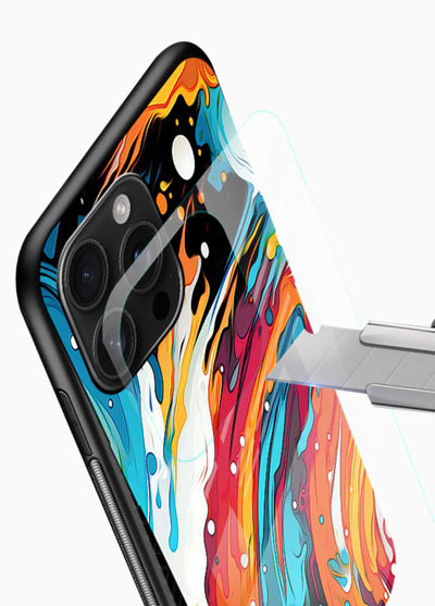 Cosmic Paint Splash vibrant abstract pattern glossy vibrant premium glass back cover - Angle Blade