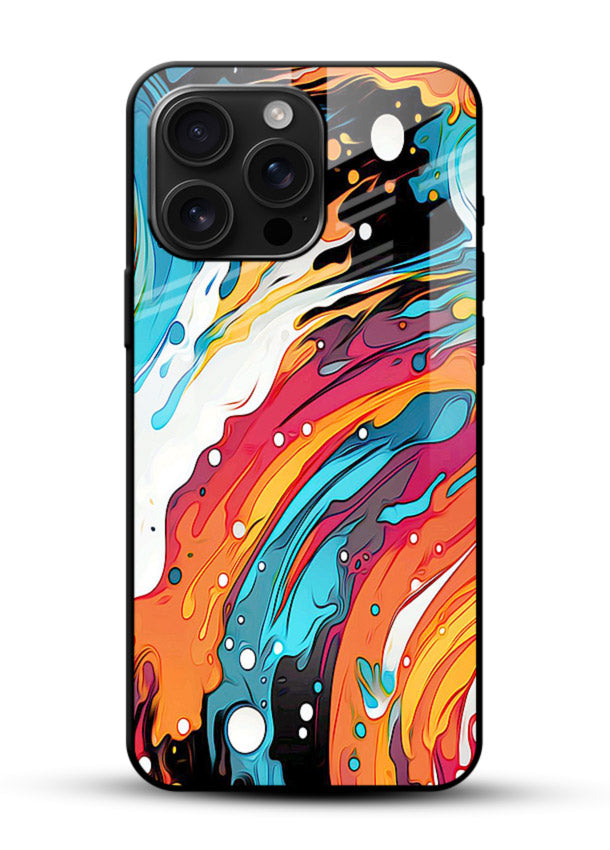 Cosmic Paint Splash vibrant abstract pattern glossy vibrant premium glass back cover - Angle Front
