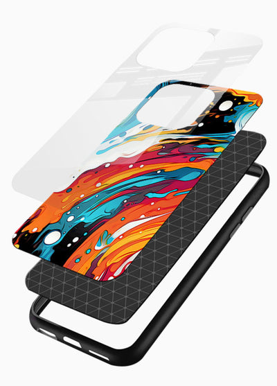 Cosmic Paint Splash vibrant abstract pattern glossy vibrant premium glass back cover - Angle Layers