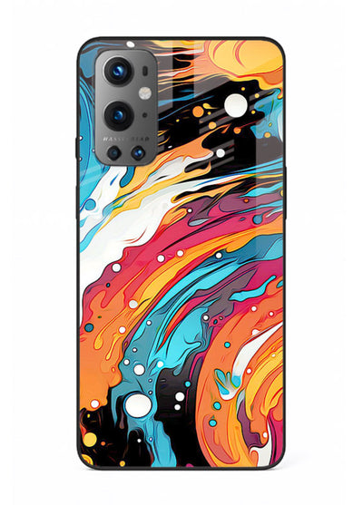 Cosmic Paint Splash vibrant abstract pattern OnePlus 9 glass back cover