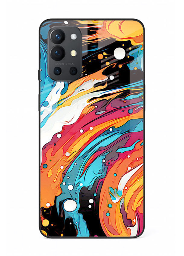 Cosmic Paint Splash vibrant abstract pattern OnePlus 9R glass back cover