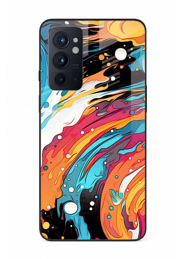 Cosmic Paint Splash vibrant abstract pattern OnePlus 9RT glass back cover