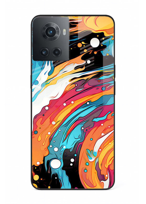 Cosmic Paint Splash vibrant abstract pattern OnePlus 10R glass back cover