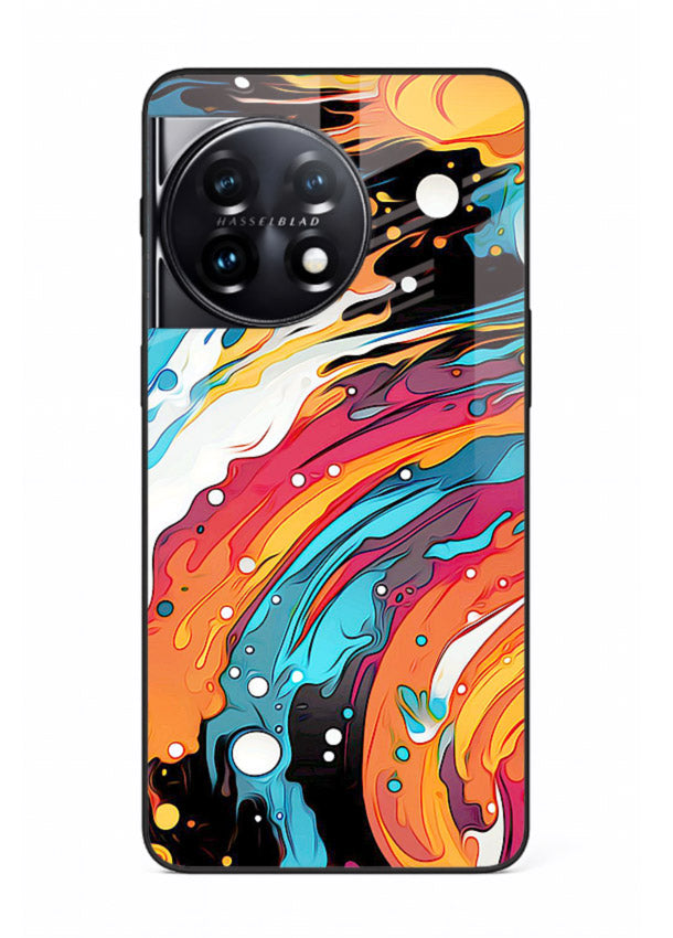 Cosmic Paint Splash vibrant abstract pattern OnePlus 11 glass back cover