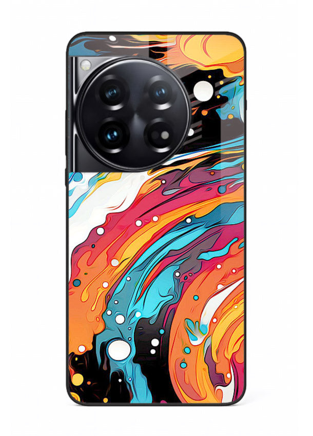 Cosmic Paint Splash vibrant abstract pattern OnePlus 12 glass back cover