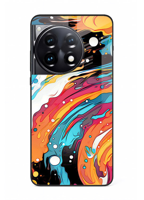 Cosmic Paint Splash vibrant abstract pattern OnePlus 12R glass back cover
