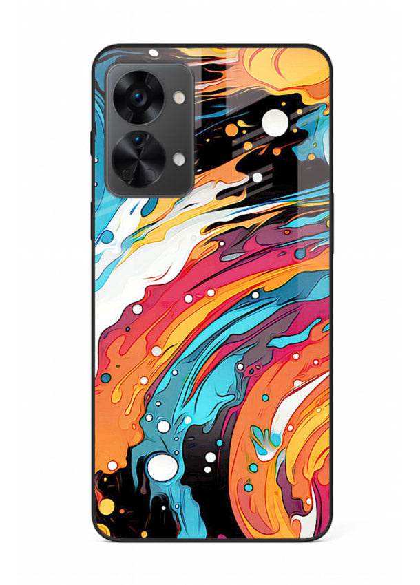 Cosmic Paint Splash vibrant abstract pattern OnePlus Nord 2T glass back cover