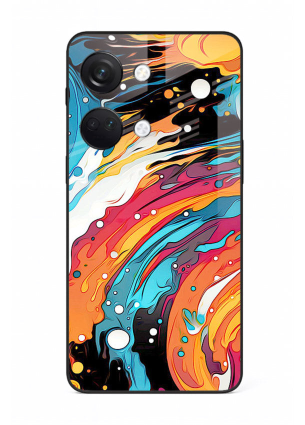 Cosmic Paint Splash vibrant abstract pattern OnePlus Nord 3 glass back cover