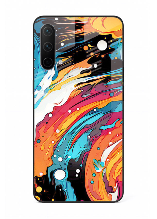 Cosmic Paint Splash vibrant abstract pattern OnePlus Nord CE 5G glass back cover