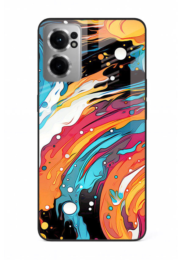 Cosmic Paint Splash vibrant abstract pattern OnePlus Nord CE2 5G glass back cover