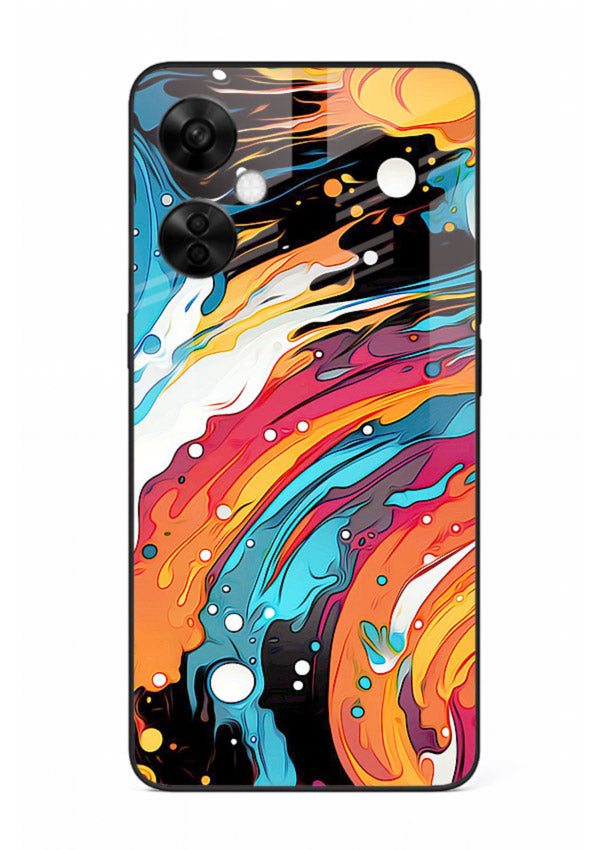 Cosmic Paint Splash vibrant abstract pattern OnePlus Nord CE3 Lite glass back cover