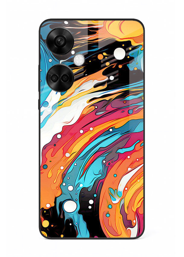 Cosmic Paint Splash vibrant abstract pattern OnePlus Nord CE3 glass back cover