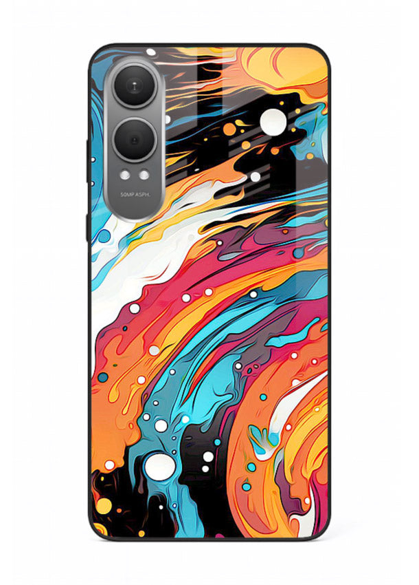 Cosmic Paint Splash vibrant abstract pattern OnePlus Nord CE4 Lite glass back cover