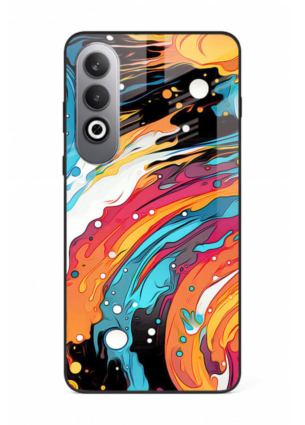 Cosmic Paint Splash vibrant abstract pattern OnePlus Nord CE4 glass back cover