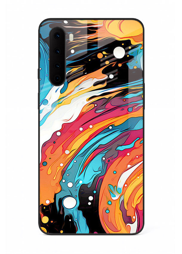 Cosmic Paint Splash vibrant abstract pattern OnePlus Nord glass back cover