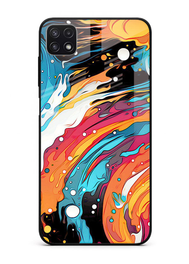 Cosmic Paint Splash vibrant abstract pattern Samsung A22 5G glass back cover