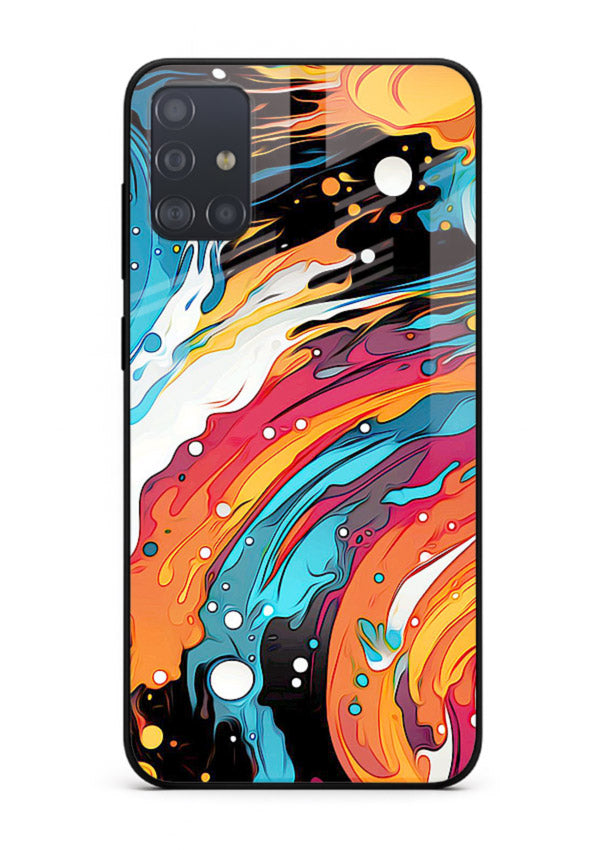 Cosmic Paint Splash vibrant abstract pattern Samsung A71 glass back cover