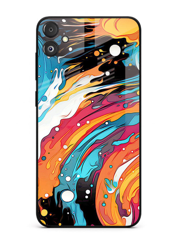 Cosmic Paint Splash vibrant abstract pattern Samsung F14 5G glass back cover