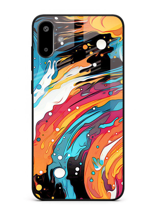 Cosmic Paint Splash vibrant abstract pattern Samsung F06 5G glass back cover