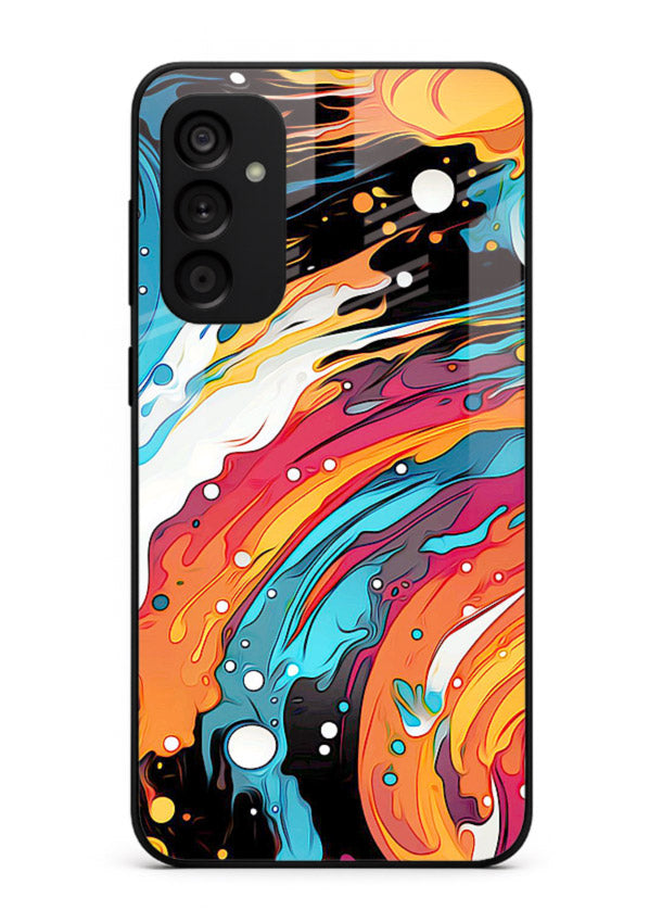 Cosmic Paint Splash vibrant abstract pattern Samsung A15 5G glass back cover