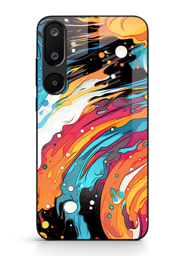 Cosmic Paint Splash vibrant abstract pattern Samsung M16 5G glass back cover