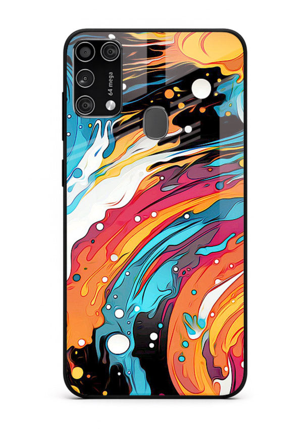 Cosmic Paint Splash vibrant abstract pattern Samsung M31 Prime glass back cover