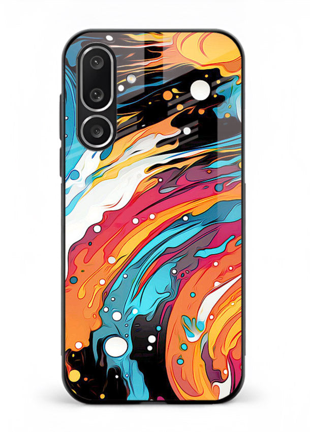 Cosmic Paint Splash vibrant abstract pattern Samsung M56 5G glass back cover