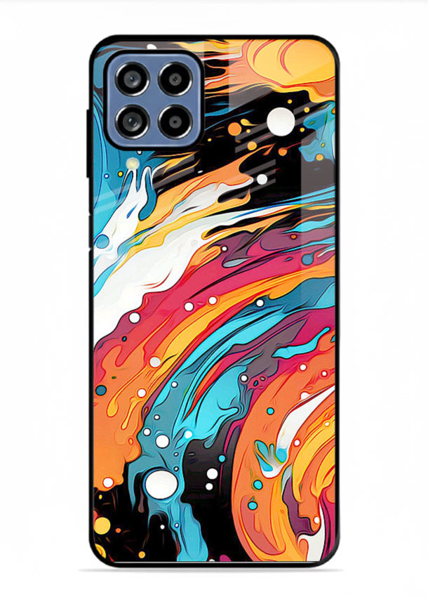 Cosmic Paint Splash vibrant abstract pattern Samsung A22 4G glass back cover