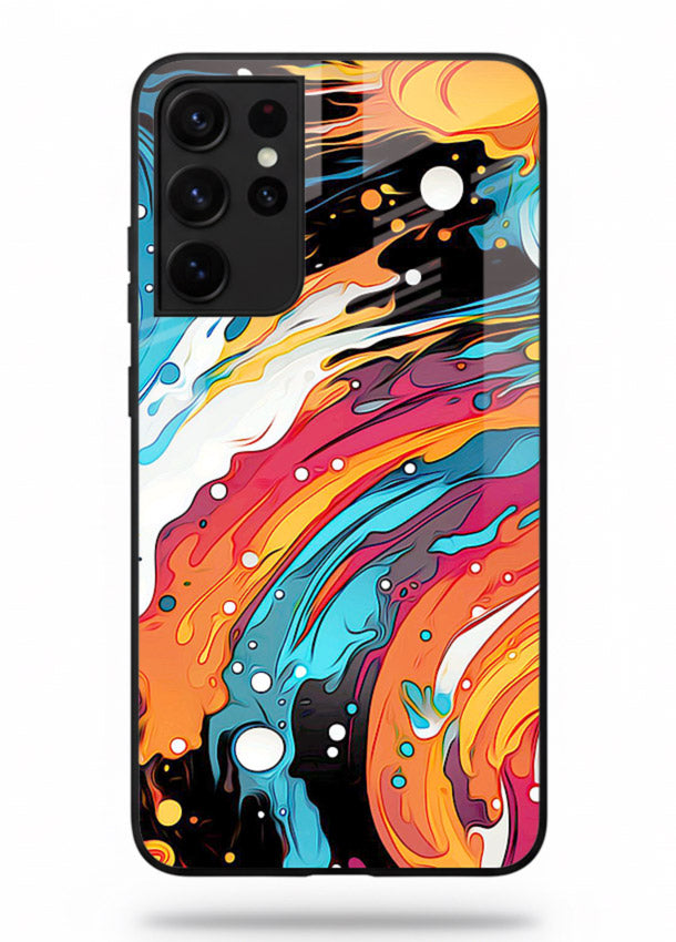 Cosmic Paint Splash vibrant abstract pattern Samsung S21 Ultra glass back cover