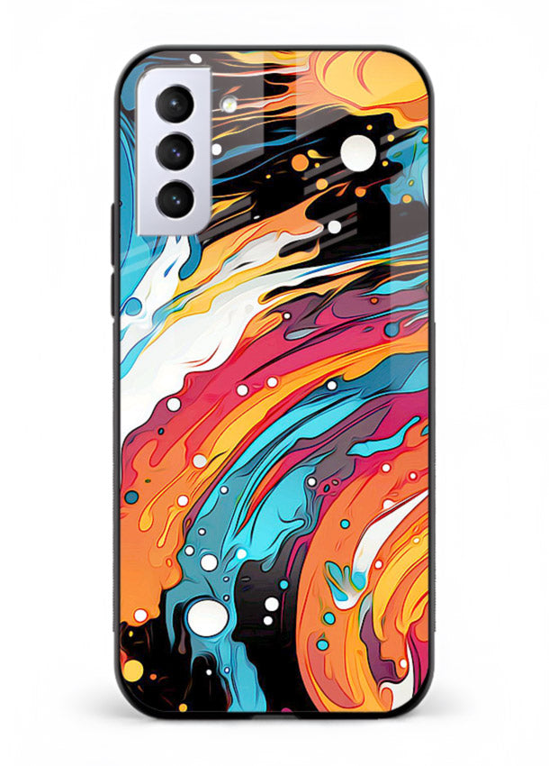 Cosmic Paint Splash vibrant abstract pattern Samsung S21 FE glass back cover