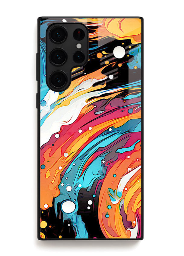 Cosmic Paint Splash vibrant abstract pattern Samsung S23 Ultra glass back cover