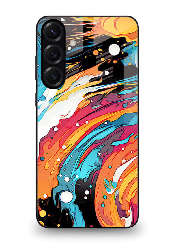 Cosmic Paint Splash vibrant abstract pattern Samsung M34 5G glass back cover